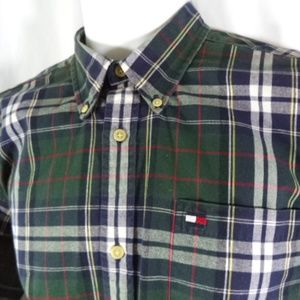 Tommy Hilfiger Mens Plaid Button Front Shirt